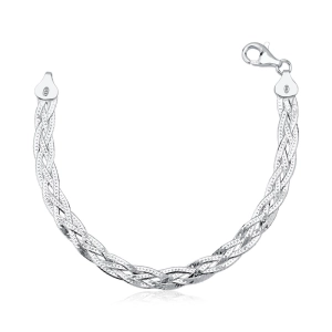 Produto - Pulseira Feminina de Prata 925 Trançada com 4 Fios