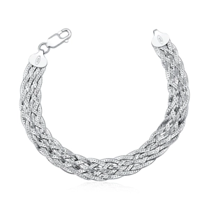 Produto - Pulseira Feminina de Prata 925 Trançada com 5 Fios