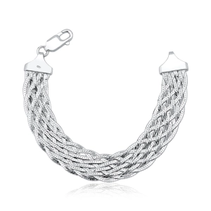 Produto - Pulseira Feminina de Prata 925 Trançada com 9 fios