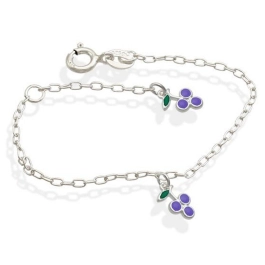 Produto - Pulseira Infantil de Prata 925 Uva - Pulseira Feminina para Meninas | 14cm