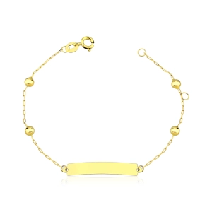 Pulseira Infantil de Ouro 18k Chapinha e Bolinha Produto - Pulseira Infantil de Ouro 18k Chapinha e Bolinha