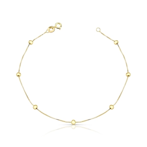 Pulseira Infantil de Ouro 18k Veneziana com Bolinhas Produto - Pulseira Infantil de Ouro 18k Veneziana com Bolinhas