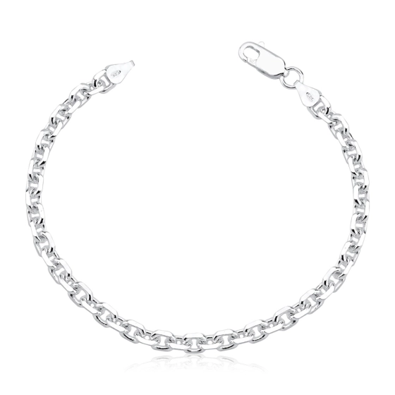 Produto - Pulseira Masculina de Prata 925 Cadeado com 21cm e 3mm