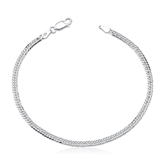 Produto - Pulseira Masculina de Prata 925 Grumet Dupla com 3mm e 21cm