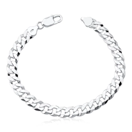 Pulseira italiana flat grumet 8mm prata 925 Produto - Pulseira italiana flat grumet 8mm prata 925