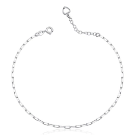 Produto - Tornozeleira Feminina de Prata 925 Cartier com Coração