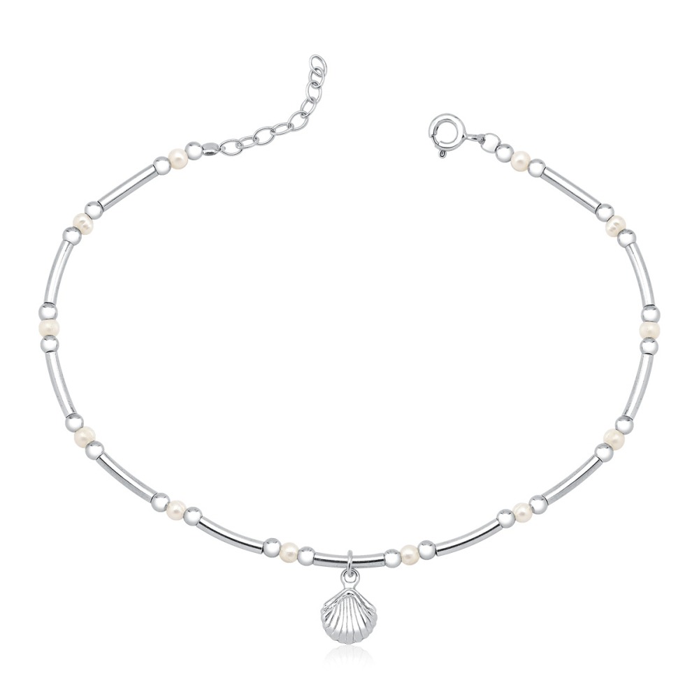 Produto - Tornozeleira Feminina de Prata 925 Concha Pendente