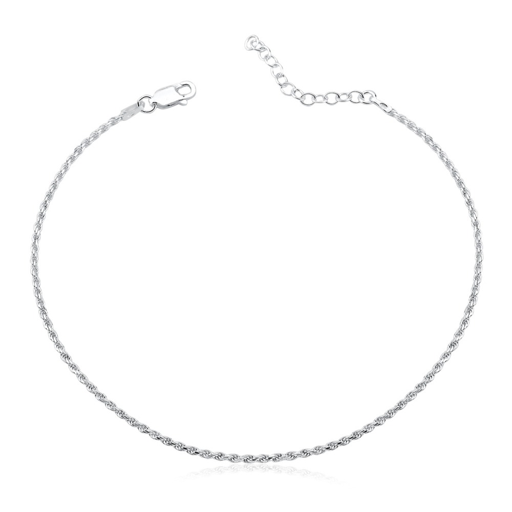 Produto - Tornozeleira Feminina de Prata 925 Cordão Baiano 2mm