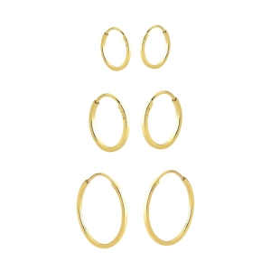 Produto - Trio argolas de Ouro 18k Redonda com 10mm/12mm/14mm