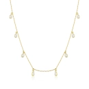 Colar de Ouro 18k Elo Quadrado com Gotas pendentes