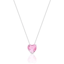 Colar Feminino de Prata 925 Coração Galeria Rosa 45cm
