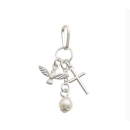 Pingente prata 925 patuá Espirito Santo cruz pérola