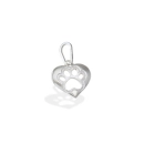 Pingente coração e patinha pet vazada - prata 925