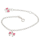 Pulseira infantil lacinho colorido prata 925 com extensor