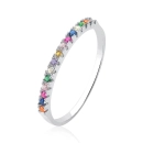 Anel Meia Aliança Aparador Zircônias Coloridas Prata 925