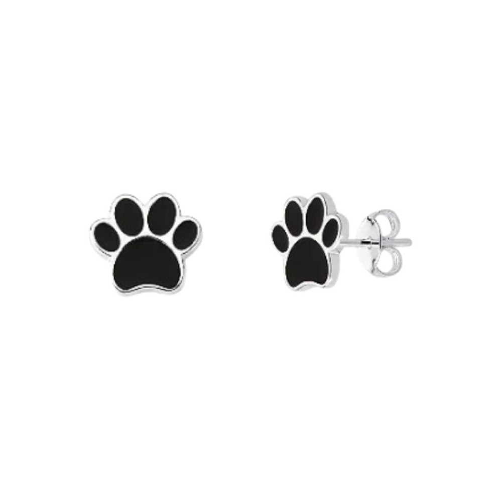 Brinco Feminino de Prata 925 Patinha de Cachorro 9mm