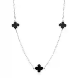 Colar Feminino de Prata 925 Elo Cadeado com Trevos