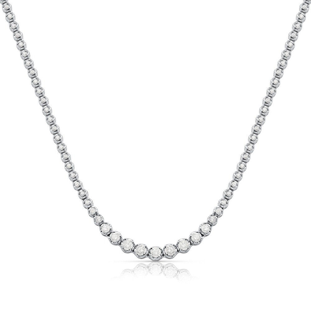 Colar Riviera de Ouro Branco com Diamantes Degradê