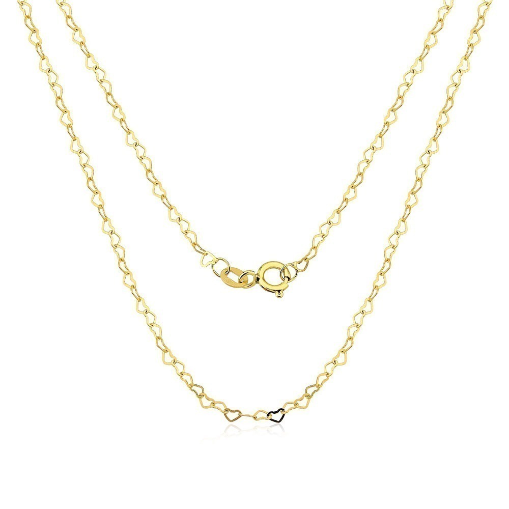 Corrente Feminina de Ouro 18k Elos Coração 40cm 4mm