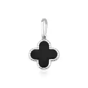 Pingente de Prata 925 Trevo Onix com 1,2cm