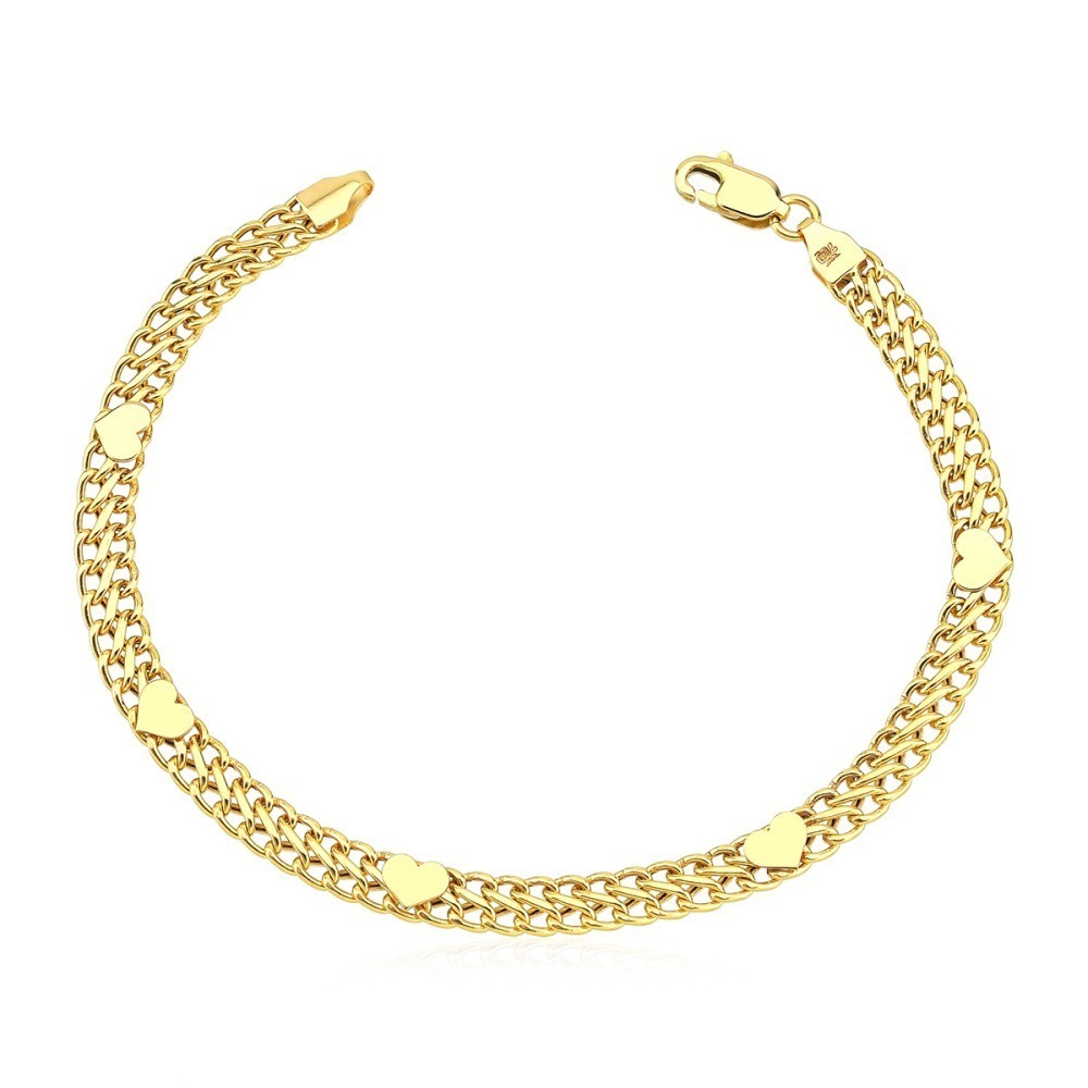 Pulseira de Ouro 18k Feminina Lacraia com Coração