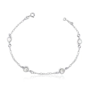 Pulseira Feminina de Prata 925 Coração com zircônias