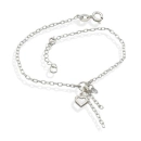 Pulseira Feminina de Prata 925 Coração vazado e Zircônia redonda