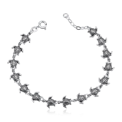Pulseira tartarugas em prata 925 de bali